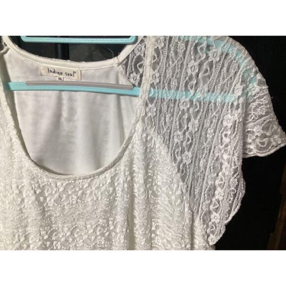 Indigo Soul Women's Lined Shirt Dress 3XL Ivory Lace Bell Sleeve - Picture 5 of 7